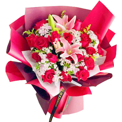 通辽18朵红玫瑰百合，永远牵手到老