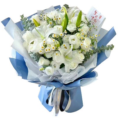 通辽11朵白玫瑰桔梗百合,爱永恒不息