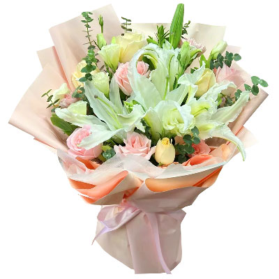 通辽10朵玫瑰百合混搭，爱是难忘时刻